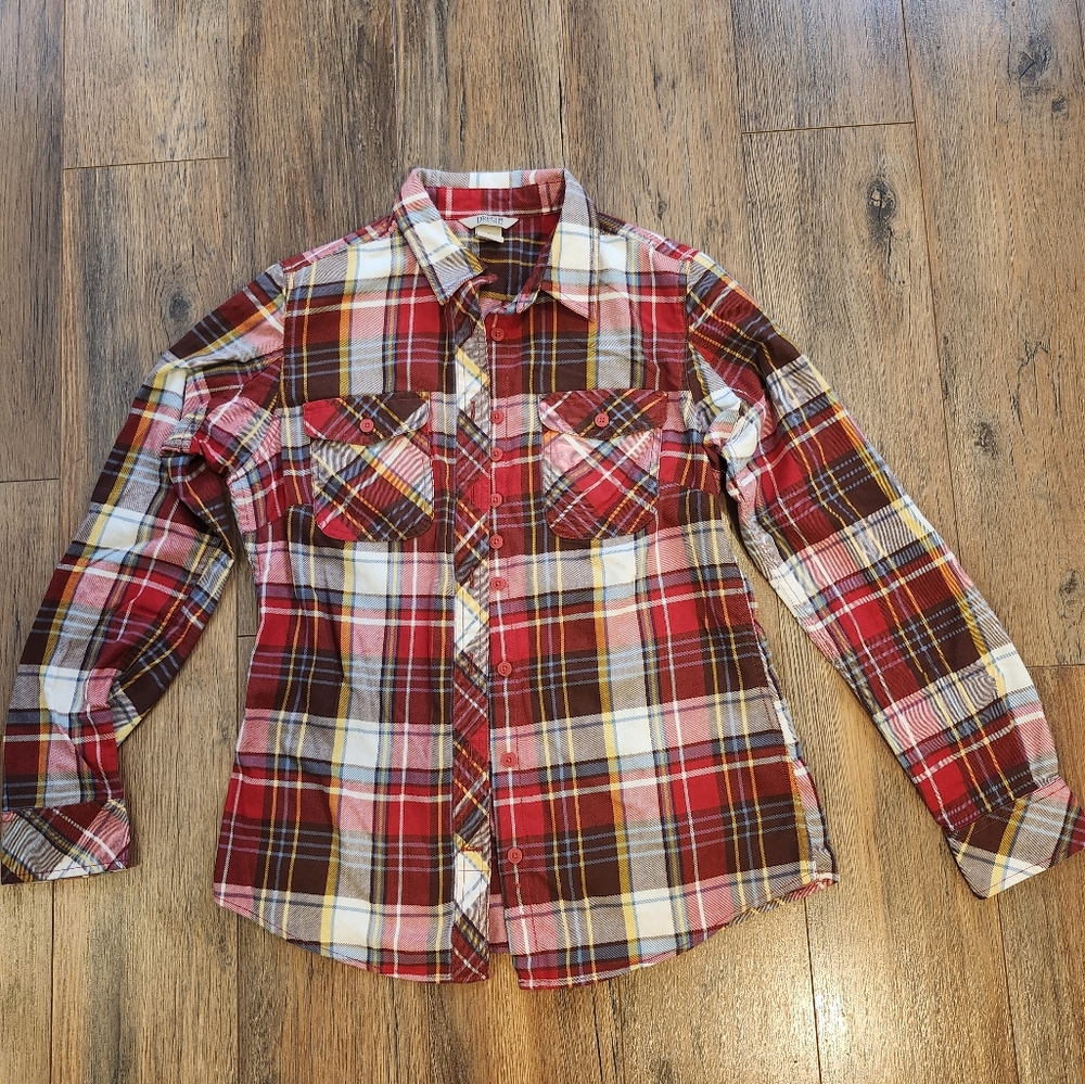 Duluth Trading Co Flannel - Red/brown/white - Size S